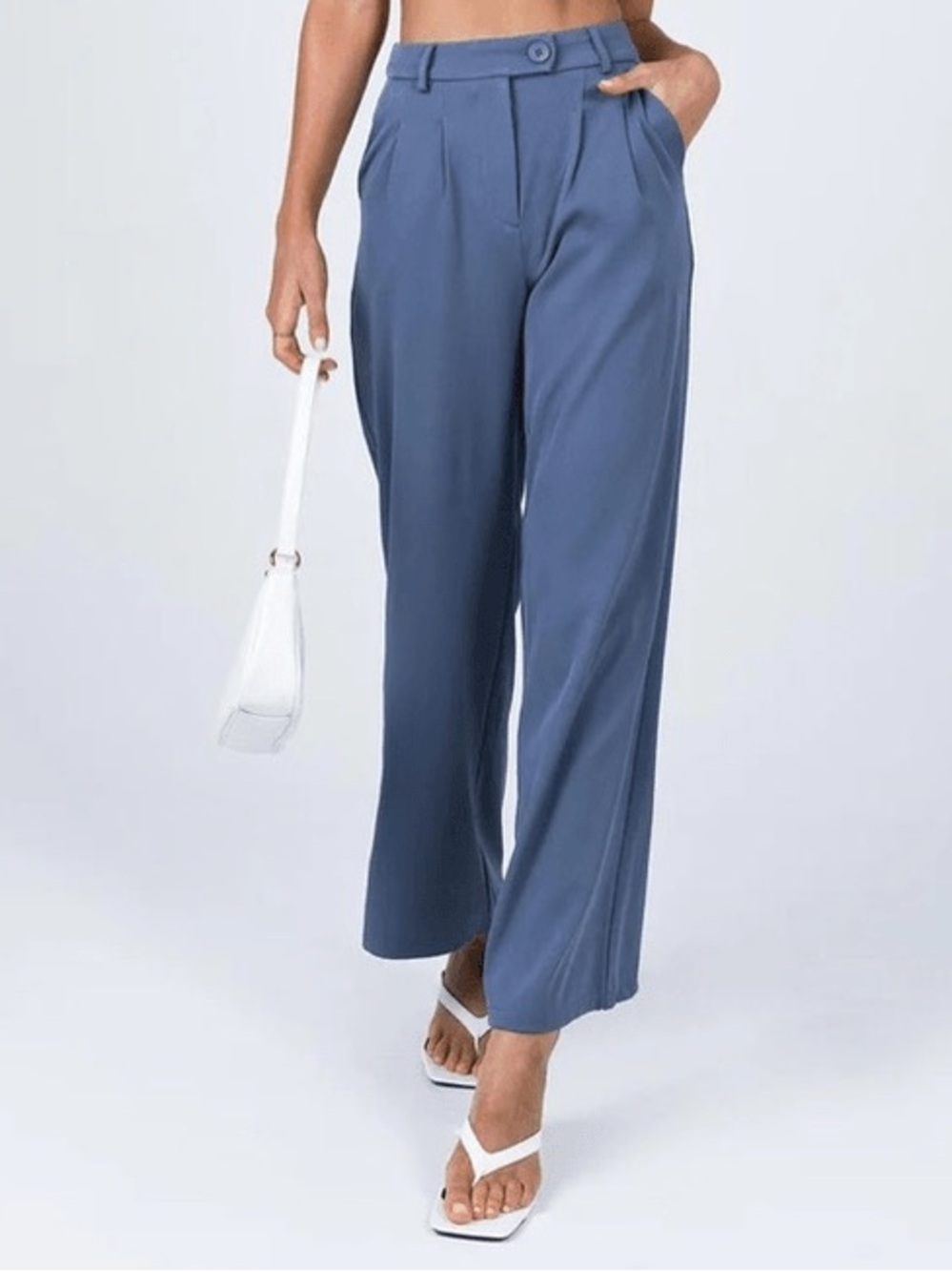 💙 Princess Polly Huxley Blue Wide Leg Trousers 6 Office Siren Going Out NWOT